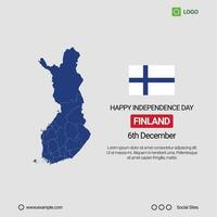 Finland Independence Day Social Media Banner, Editable Design with Map and Flag vector