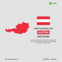 Austria National Day Social Media Banner, Editable Design with Map and Flag vector