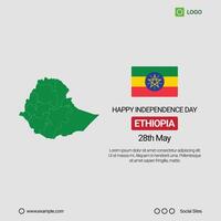 Ethiopia National Day Social Media Banner, Editable Design with Map and Flag vector