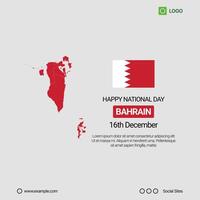 Bahrain National Day Social Media Banner, Editable Design with Map and Flag vector