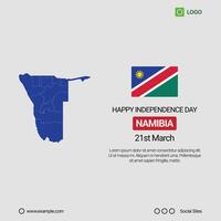 Namibia Independence Day Social Media Banner, Editable Design with Map and Flag vector