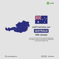 Australia National Day Social Media Banner, Editable Design with Map and Flag vector