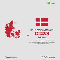 Denmark National Day Social Media Banner, Editable Design with Map and Flag vector