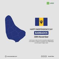 Barbados Independence Day Social Media Banner, Editable Design with Map and Flag vector