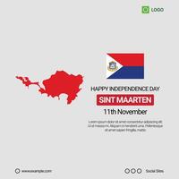 Sint Maarten National Day Social Media Banner, Editable Design with Map and Flag vector