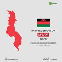 Malawi Independence Day Social Media Banner, Editable Design with Map and Flag vector