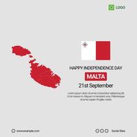 Malta Independence Day Social Media Banner, Editable Design with Map and Flag vector