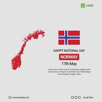 Norway National Day Social Media Banner, Editable Design with Map and Flag vector