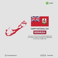 Bermuda National Day Social Media Banner, Editable Design with Map and Flag vector