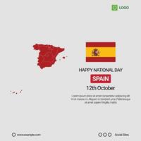 Spain National Day Social Media Banner, Editable Design with Map and Flag vector