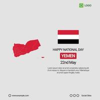 Yemen Independence Day Social Media Banner, Editable Design with Map and Flag vector