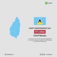 Saint Lucia Independence Day Social Media Banner, Editable Design with Map and Flag vector