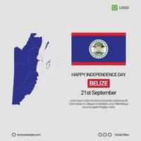 Belize Independence Day Social Media Banner, Editable Design with Map and Flag vector