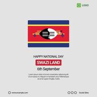 Eswatini Independence Day Social Media Banner, Editable Design with Map and Flag vector