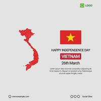 Vietnam Independence Day Social Media Banner, Editable Design with Map and Flag vector