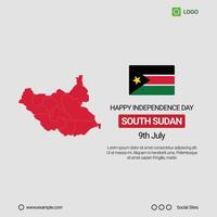 South Sudan Independence Day Social Media Banner, Editable Design with Map and Flag vector