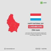 Luxembourg National Day Social Media Banner, Editable Design with Map and Flag vector