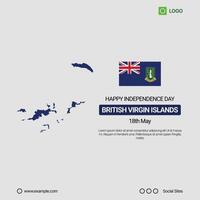 British Virgin Islands National Day Social Media Banner, Editable Design with Map and Flag vector