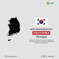 South Korea National Day Social Media Banner, Editable Design with Map and Flag vector
