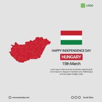 Hungary National Day Social Media Banner, Editable Design with Map and Flag vector