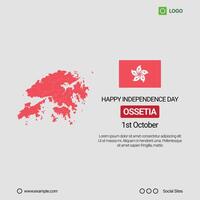 South Ossetia Independence Day Social Media Banner, Editable Design with Map and Flag vector