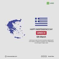 Greece National Day Social Media Banner, Editable Design with Map and Flag vector