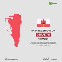 Gibraltar National Day Social Media Banner, Editable Design with Map and Flag vector