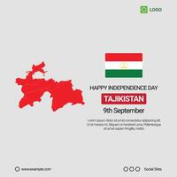 Tajikistan Independence Day Social Media Banner, Editable Design with Map and Flag vector