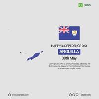 Anguilla National Day Social Media Banner, Editable Design with Map and Flag vector