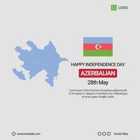 Azerbaijan Independence Day Social Media Banner, Editable Design with Map and Flag vector