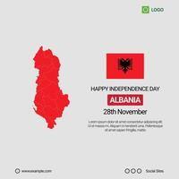 Albania Independence Day Social Media Banner, Editable Design with Map and Flag vector