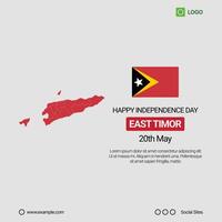 East Timor Independence Day Social Media Banner, Editable Design with Map and Flag vector