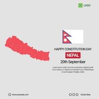 Nepal National Day Social Media Banner, Editable Design with Map and Flag vector