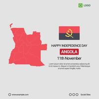 Angola Independence Day Social Media Banner, Editable Design with Map and Flag vector