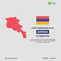Armenia Independence Day Social Media Banner, Editable Design with Map and Flag vector