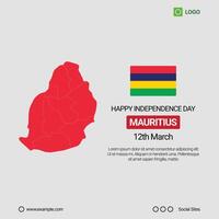 Mauritius Independence Day Social Media Banner, Editable Design with Map and Flag vector