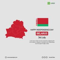 Belarus Independence Day Social Media Banner, Editable Design with Map and Flag vector