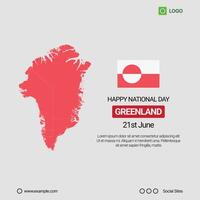 Greenland National Day Social Media Banner, Editable Design with Map and Flag vector