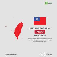 Taiwan National Day Social Media Banner, Editable Design with Map and Flag vector
