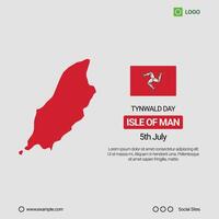 Isle of Man National Day Social Media Banner, Editable Design with Map and Flag vector