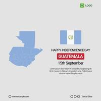 Guatemala Independence Day Social Media Banner, Editable Design with Map and Flag vector