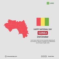 Guinea Independence Day Social Media Banner, Editable Design with Map and Flag vector