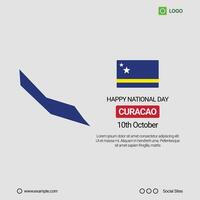 Curaao National Day Social Media Banner, Editable Design with Map and Flag vector