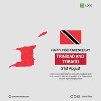 Trinidad and Tobago Independence Day Social Media Banner, Editable Design with Map and Flag vector