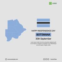 Botswana Independence Day Social Media Banner, Editable Design with Map and Flag vector