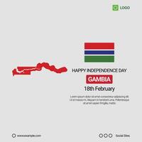 Gambia Independence Day Social Media Banner, Editable Design with Map and Flag vector