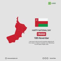 Oman National Day Social Media Banner, Editable Design with Map and Flag vector