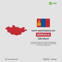 Mongolia Independence Day Social Media Banner, Editable Design with Map and Flag vector