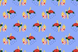 Ocean life seamless pattern background vector