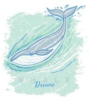 Illustration in a simple and laid-back style of a Humpback whale. Art for printing on t-shirts, decoration, etc. vector